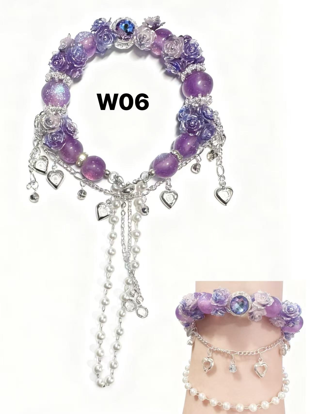 Midnight Rose Series Handmade Bracelet – Pink & Purple Options