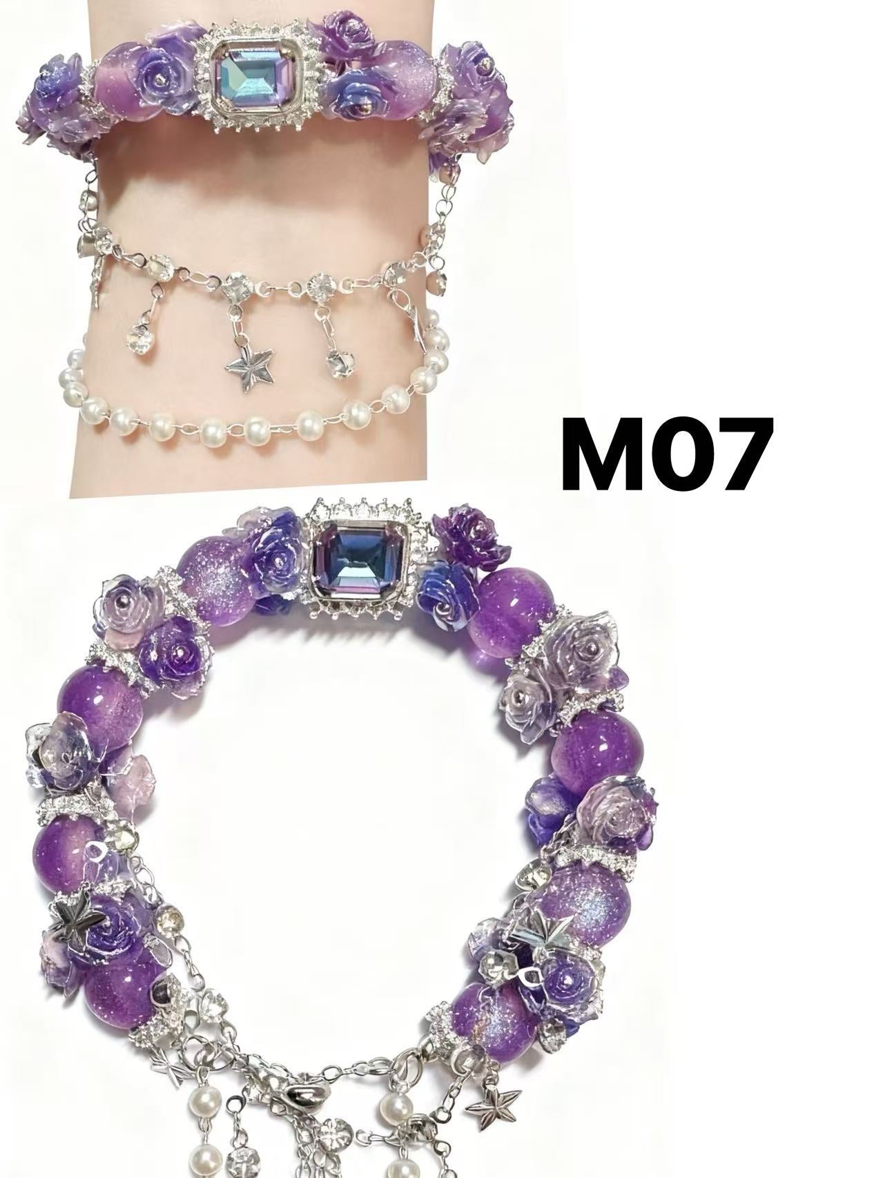 Midnight Rose Series Handmade Bracelet – Pink & Purple Options