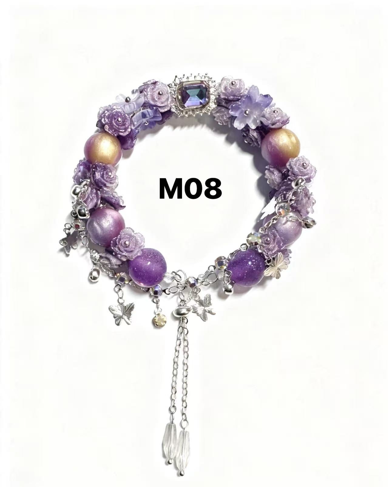 Midnight Rose Series Handmade Bracelet – Pink & Purple Options